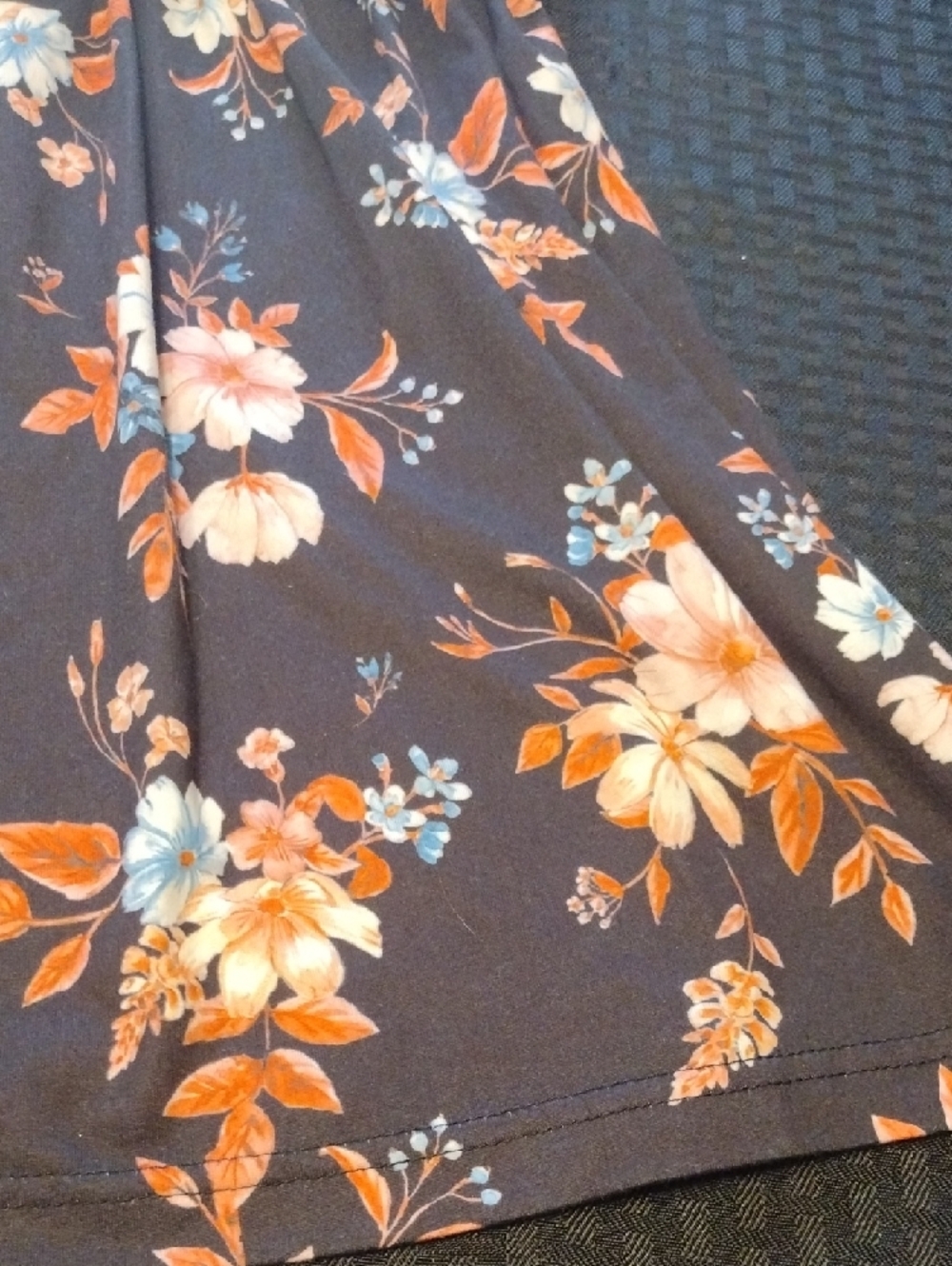 Floral Wrap-Front Blouse in Black and Orange - Picture 7 of 13